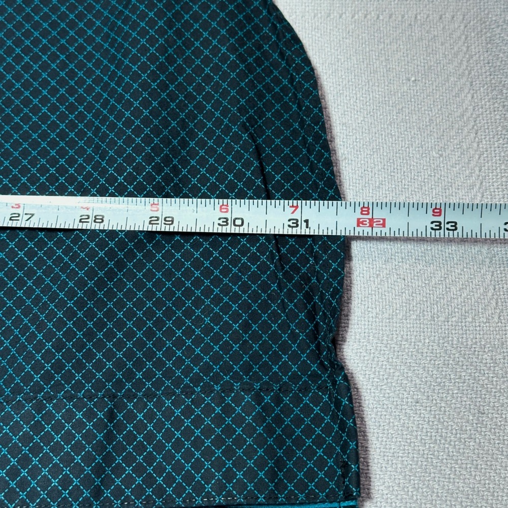 Cinch Button Up Shirt Mens Large Western Geometric Diamond Print Teal Black - Picture 8 of 11